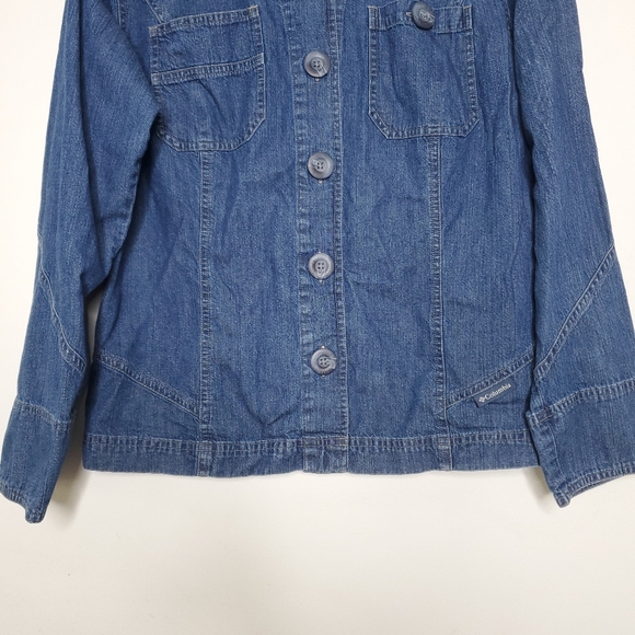 Columbia Womens Denim Jacket Size L Blue Utility Y2K Workwear Outerwear Normcore - Picture 5 of 14